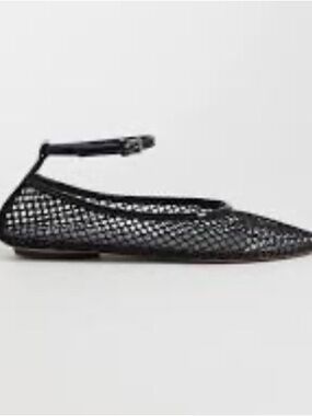 Mango Black Mesh Ballet Flats w/removable ankle Strap